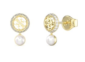 Guess Štýlové pozlátené náušnice s perličkou Tiny Pearly JUBE05517JWYGT/U