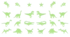 Svietiaca dekorácia na stenu Dinosaury 24 ks (mix) / plast / svietiaca v tme / pre detskú izbu (T51469)