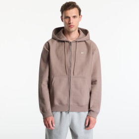 Mikina Nike Solo Swoosh Men's Full-Zip Fleece Hoodie Mink Brown/ Mink Brown/ White XL