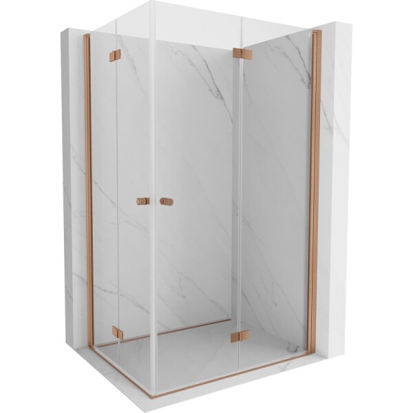MEXEN/S - Mist-F Duo sprchovací kút skladacie dvere pravá 75 x 95, transparent, meď kartáčovaná 8A6-075L-095P-65-00