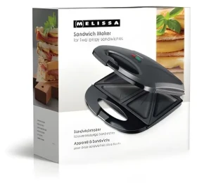 Melissa Sendvičovač čierna / Sendvičovač / 750 W / Nepriľnavé dosky / Automatická regulácia teploty (16240112)