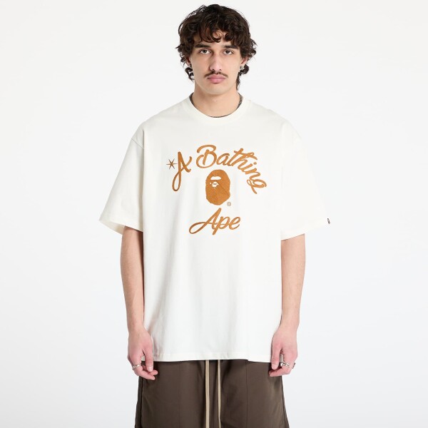 Tričko A BATHING APE Chain Stitch College Relaxed Fit Tee UNISEX Ivory M