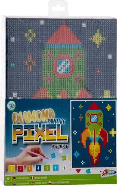 GRAFIX Diamantové maľovanie na ráme Pixel Raketa 15x20cm