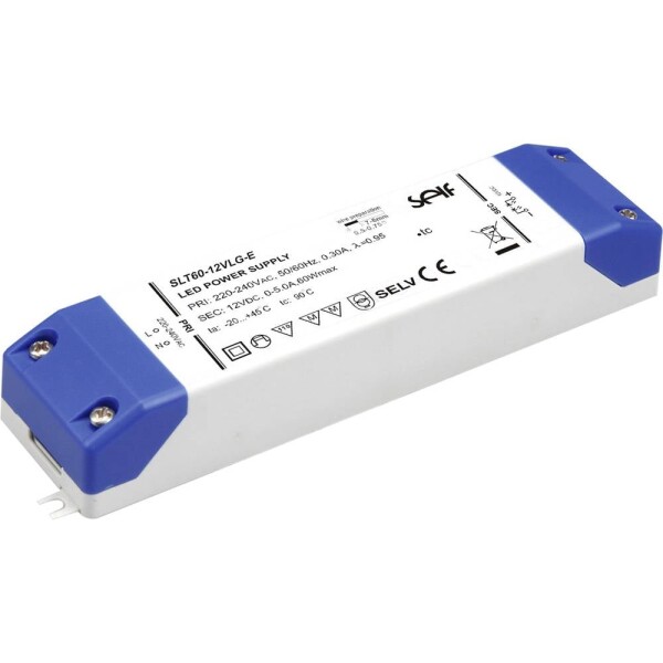 Self Electronics SLT60-24VLG-E LED driver konštantné napätie 60 W 0 - 2.5 A 24.0 V/DC schválenie nábytku, bez možnosti stmievania, ochrana proti prepätiu,; SLT60-24VLG-E