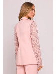 Dámske sako s čipkovanými rukávmi M865 Powder pink - MOE XXL pudrovo-růžová