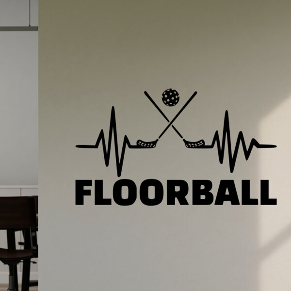 Veselá Stena Samolepka Floorball Farba: černá, Veľkosť: 100 x 58 cm