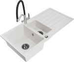 MEXEN/S MEXEN/S - Andres granitový drez s odkvapkávačom vrátane batérie Duo, biela 6515-20-671701-07-B