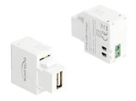 DeLock Keystone modul USB (F) - svorkovnica 2 pin (F) biela / Adaptér / USB Power Delivery 5W (87744)