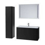 Mereo Siena, kúpeľňová skrinka s umývadlom z litého mramoru 81 cm, čierna mat CN441M