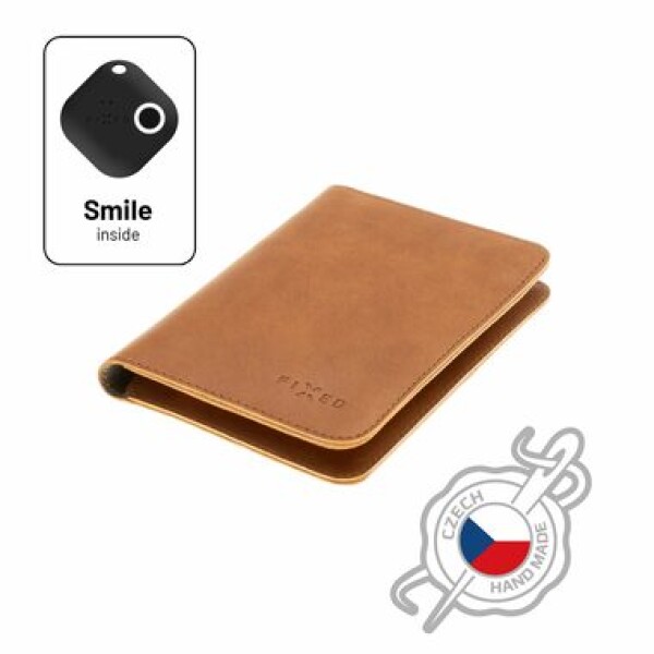 FIXED Smile Passport Kožená peňaženka so smart trackerom FIXED Smile PRO hnedá / veľkosť cestovného pasu (FIXSM-SP2-BRW)