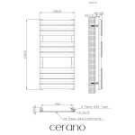 CERANO - Kúpeľňový radiátor Claude - bočné pripojenie - 480 W - čierna matná - 1000x500 mm CER-050692
