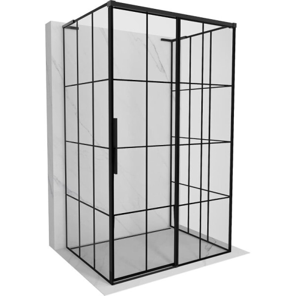 MEXEN/S - Rox-3S L sprchový kút 3 stenný, posuvný pravá 105 x 90, čierna kratka, čierna 8C2L-105-090-70-77-3S-P
