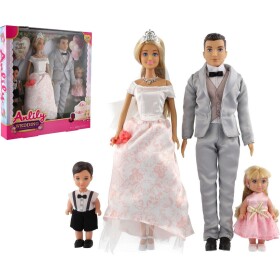 Teddies Bábika nevesta a ženích Anlily plast 28 cm s rodinou