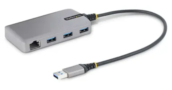 StarTech USB Hub 3 porty sivá / USB rozbočovač / 3x USB-A / Gigabit Ethernet / USB 3.2 Gen 1 (5G3AGBB-USB-A-HUB)