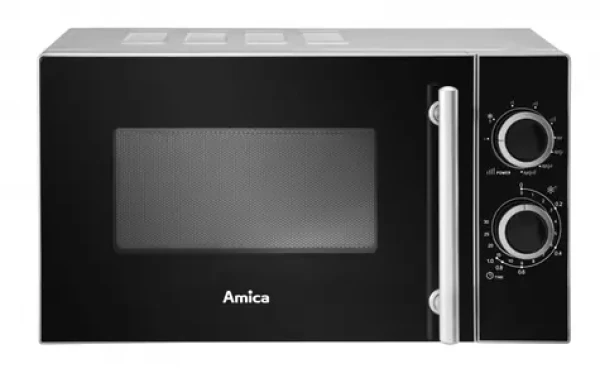 Amica AMGF20M1GS strieborná, čierna / Mikrovlnná rúra s grilom / 700/900 W / 20 L / 5 stupňov výkonu (1103134)