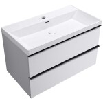 CERANO - Kúpeľňová skrinka Velora - biela matná, úchytka čierna - keramické umývadlo Viano - 81,2x67,6x46,5 CER-746104