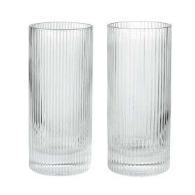 Ferm Living Vysoké poháre Ripple Clear 480 ml – set 2 ks
