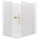 CERANO - Sprchová zástena Walk-in Crystal TL/P - 8 mm - bezvzperový systém - zlatá, mliečne sklo - 100x90x200 CER-8050BD5770