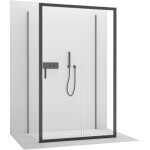 CERANO - Trojstenný sprchovací kút Varone LINE UL/P - 6 mm - čierna matná, transparentné sklo - 140x70x195 - posuvný CER-DY505B-90142