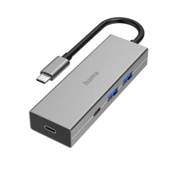 HAMA USB-C húb sivá / 4 porty / 2x USB-A + 2x USB-C / USB 3.2 Gen1 / 5 Gb/s (002001360000)