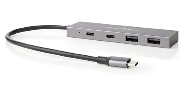 Nedis USB hub 4 porty / USB hub / 2x USB-A, 2x USB-C / USB 3.2 Gen 2 / 10 Gbps / napájanie z USB (UHUBU3450AT)