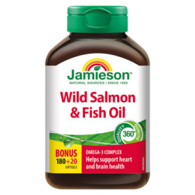 JAMIESON Salmon omega-3 komplex 180 + 20 kapsúl zadarmo
