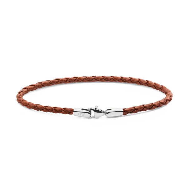 Daniel Wellington Pletený hnedý kožený náramok St Mawes Daniel DW0040174 20,5 cm