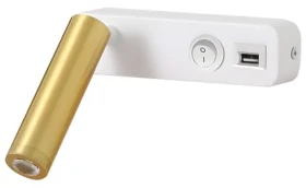 Immax GOAL bielo-zlatá / Nástenné LED svietidlo / vypínač / USB / 3 W (08281L)