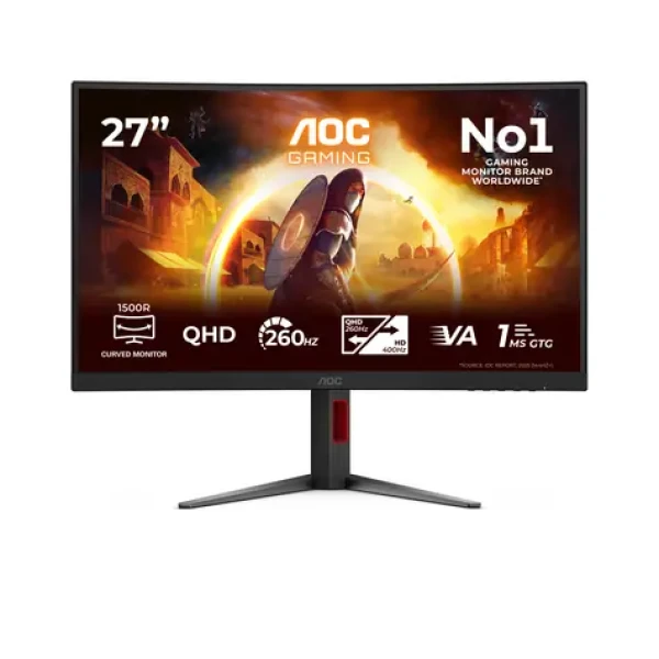 27" AOC CQ27G4Z2 čierno-červená / Herný monitor / Fast VA / QHD / 1500R / 400Hz / HDMI+DP (CQ27G4Z2)