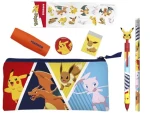CYP BRAND Školský set Pokémon so samolepkami / 7 kusov / Propiska, ceruzka, strúhadlo, guma, zvýrazňovač, peračník (GS20-31PKEPM)