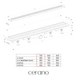 CERANO - Sprchový odtokový žľab, sifón gravitačná klapka - plast - DN50 - nerez - 72 CER-676585