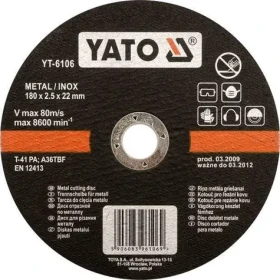 YATO Rezný kotúč na kov Inox 180x22x1,5 mm / Rezný kotúč / Nerezová oceľ / O 180 mm