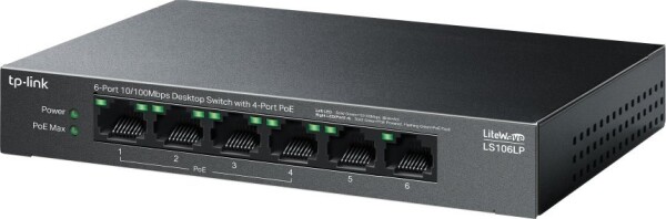 TP-Link LiteWave switch LS106LP (6x100Mb/s, 4xPoE, 41W, fanless)