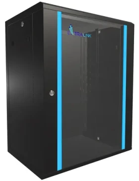 Extralink Nástenný rozvádzač 15U čierna / Rozvádzač / 19" / 600x450 mm / Sklenené dvere / nosnosť 120 kg (EX.14329)