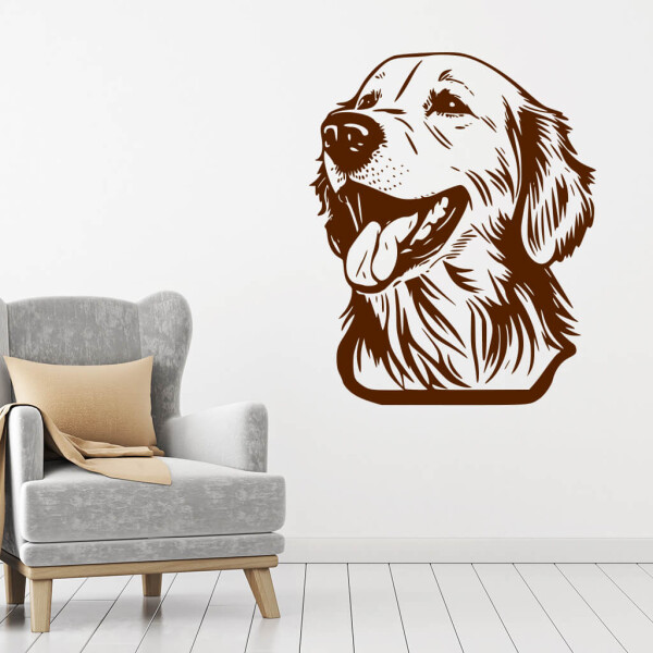 Veselá Stena Samolepka Zlatý retriever Farba: hnědá, Veľkosť: 80 x 65 cm