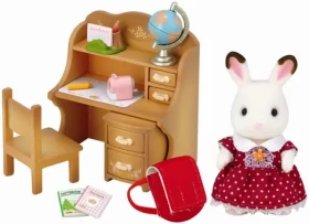 Sylvanian Families Nábytok #39;#39;chocolate#39;#39; králikov - sestra pri písacom stole so stoličkou