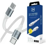 3mk Hyper Cable N-SERIES biela / Nabíjací kábel / USB-C na USB-C / 2 m / PD 100W / QC 3.0 (5903108740760)