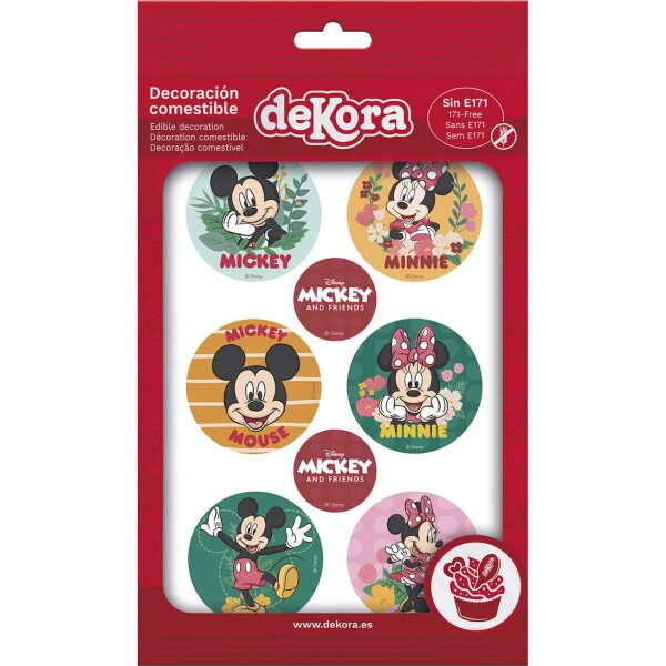 Dekorácie z jedlého papiera na cupcaky Mickey a Minnie 5,8 cm 6 ks - Dekora - Dekora