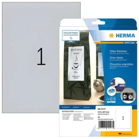 Herma etikety A4 strieborné / lesklá polyesterová fólia / laser / vodeodolné / 25 ks (4117)