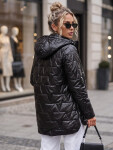 Dámska prešívaná bunda s odnímateľnou kapucňou, čierna, FashionStreet TY5795 S