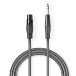 Nedis Vyvážený Audio kábel XLR 3-kolíková (F) - jack 6.35 mm (M) 1.50 m tmavo šedá (COTH15110GY15)