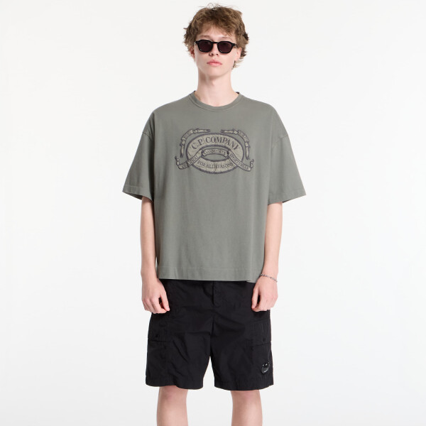 Tričko C.P. Company 20/1 Jersey Short Sleeve Boxy Logo T-Shirt Gunmetal L