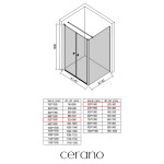 CERANO - Sprchovací kút Antelo L - Ľ/P - 6 mm - čierna matná, transparentné sklo - 92x30 - otočný CER-666532