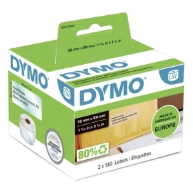 Dymo papierové štítky 89mm x 36mm 12x260 ks / biele / veľké / adresné (2093093)