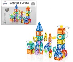 Mamido Mamido Farebná magnetická stavebnica 163 dielikov guľôčková dráha XL