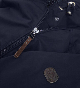 Tmavomodro-šedá nepremokavá dámska bunda parka (m-923) odstíny modré XL (42)