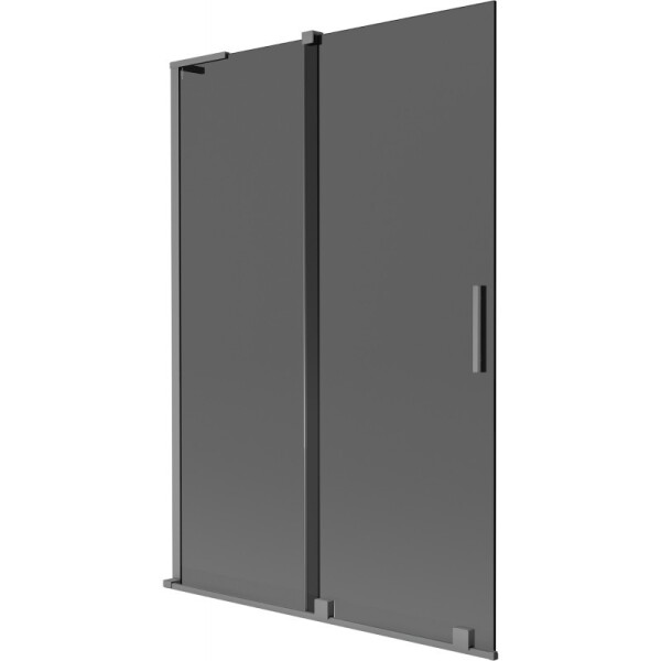 MEXEN/S - Velar L dvojkrídlová posuvná vaňová zástena 120 x 150, grafit, grafit metal 896-120-003-41-95