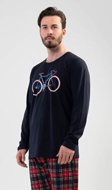 Pánske dlhé pyžamo Old bike tmavě modrá XL