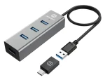 GrauGear G-HUB4-AC / USB hub / 4X USB 3.0 / vr. USB-C adaptéra / hliníkové telo (G-HUB4-AC)