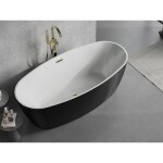 MEXEN/S - Lira voľne stojaca vaňa vzor 170 x 80, biela/čierna, sifón a prepad zlatá 52831708075-50